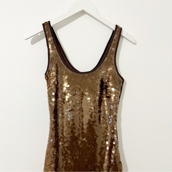 CULTNAKED Tan Dress in Brown Midi Sequin Cocktail Revolve Size XXS NWT - Picture 6 of 9